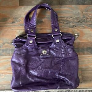 Marc by Marc Jacobs purple leather bag with black & white logo inside